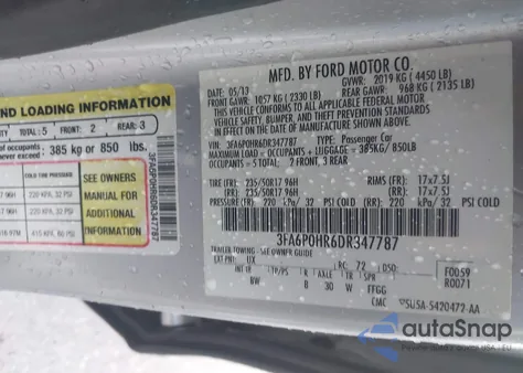 2013 Ford Fusion Se from USA, damaged, VIN 3FA6P0HR6DR347787